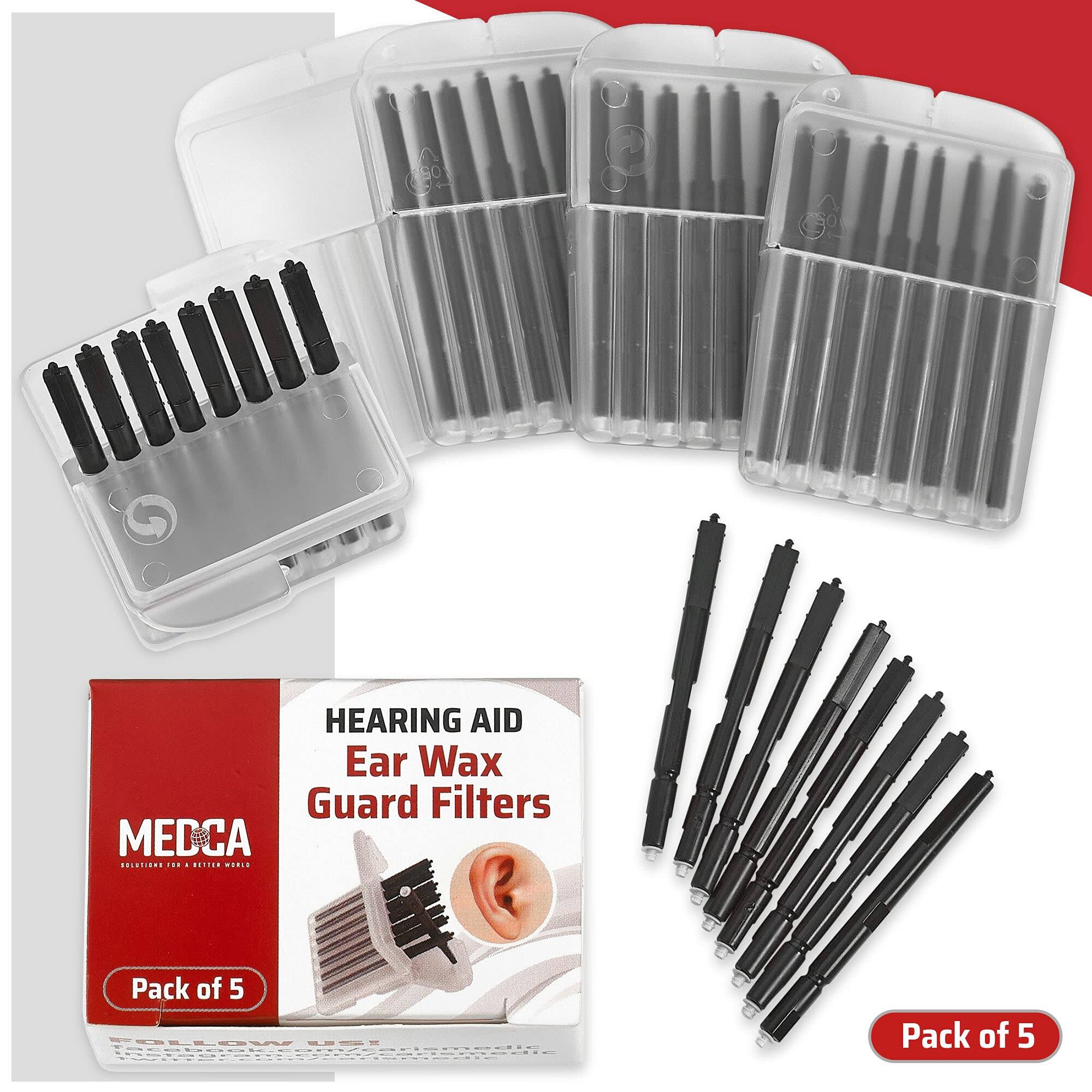 HEARING AID  
Ear Wax Guard Filters  

MEDCA  
SOLUTIONS FOR A BETTER WORLD  

Pack of 5  

Pack of 5