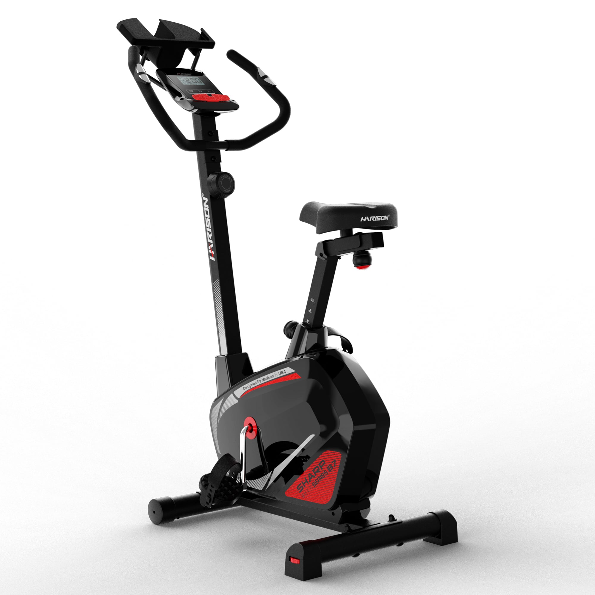 HARISON - Magnetic Exercise Bike for Home 350LB Cap., Bluetooth Stationary Bikes for Home with 2in1 LCD Monitor (BBB7Eco) - Black