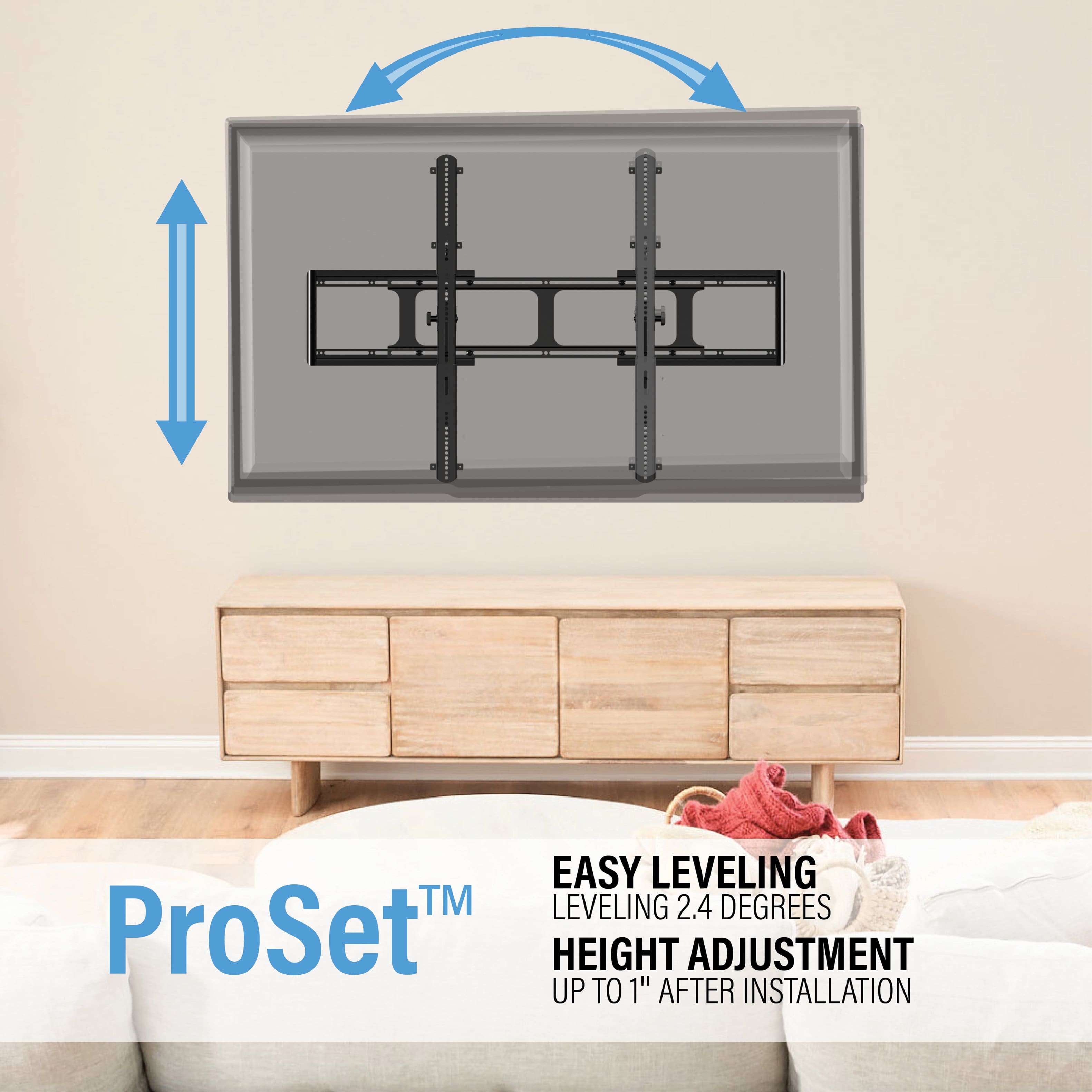TM ProSet Easy Leveling, Leveling 2.4 Degrees, Height Adjustment Up to 1" After Installation.