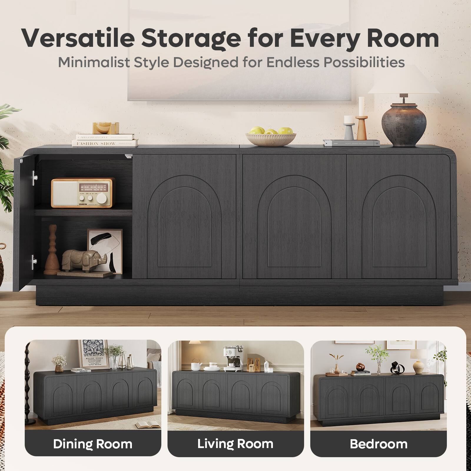 Versatile Storage for Every Room  
Minimalist Style Designed for Endless Possibilities  

Dining Room  
Living Room  
Bedroom