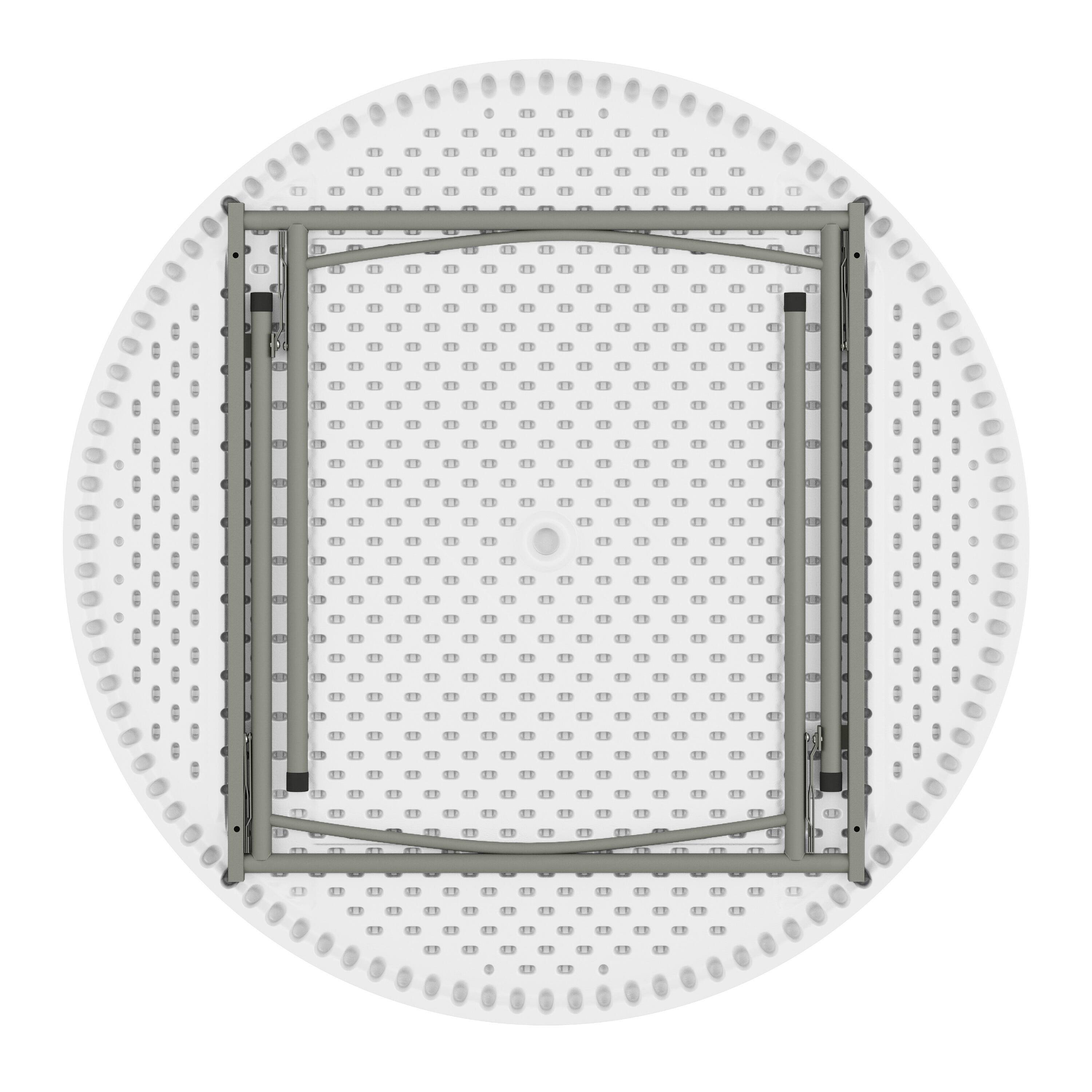 Alt View 8. Emma + Oliver - 4-Foot Round Plastic Folding Table - Granite White.