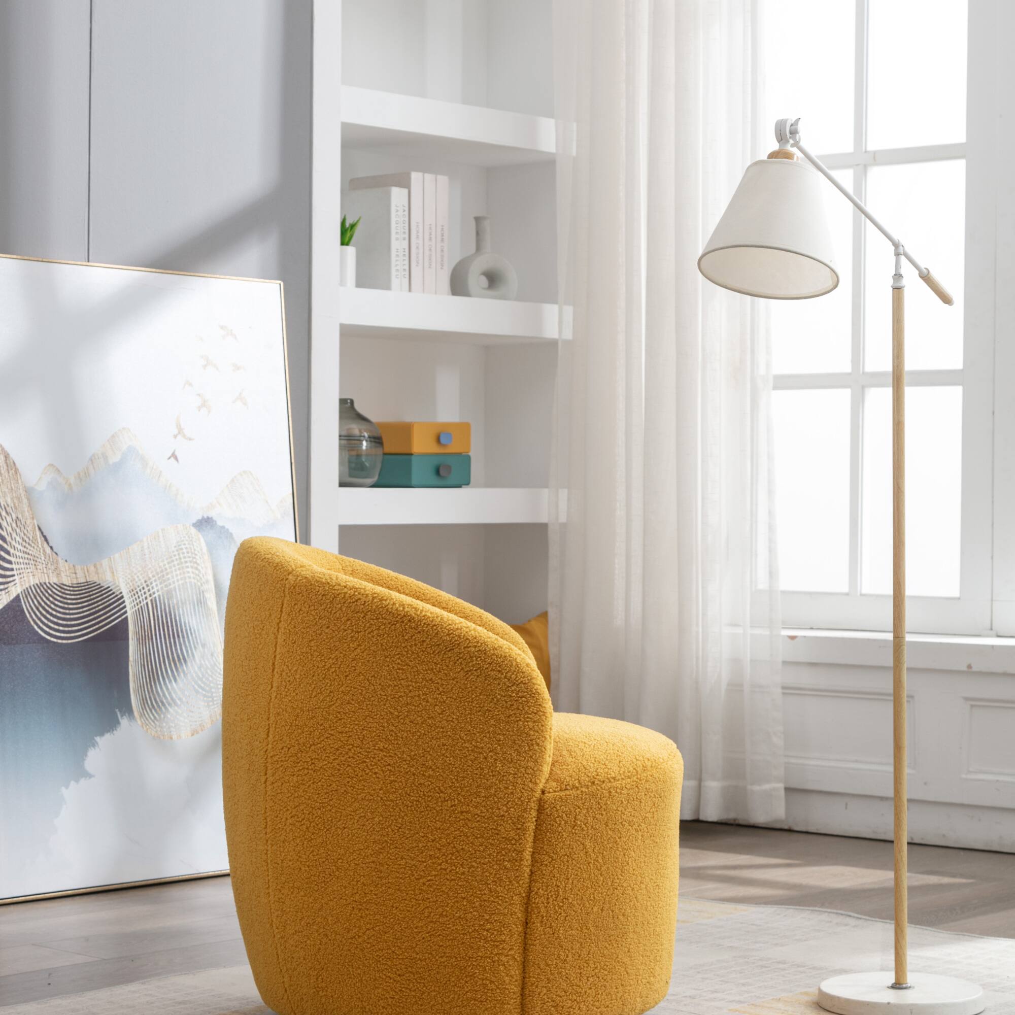 Alt View 7. GOODSILO - Plush Swivel Accent Armchair with Ergonomic Design and 360-Degree Rotation for Modern Interiors - Yellow.