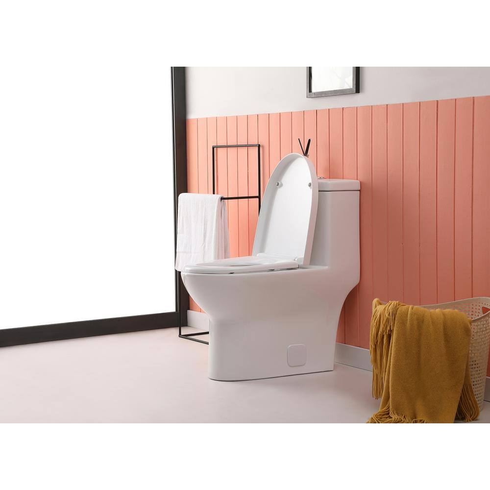 Alt View 8. Elegant Kitchen and Bath - Winslet One-piece elongated Toilet 28x15x30 in White - White.