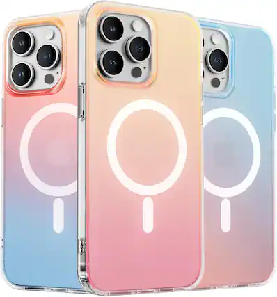 Front. Ornarto - ORNARTO Magnetic Case for iPhone 14 Pro Max 6.7" Compatible with MagSafe,Shockproof Protective Rainbow Phone Case-Sunset - Sunset.