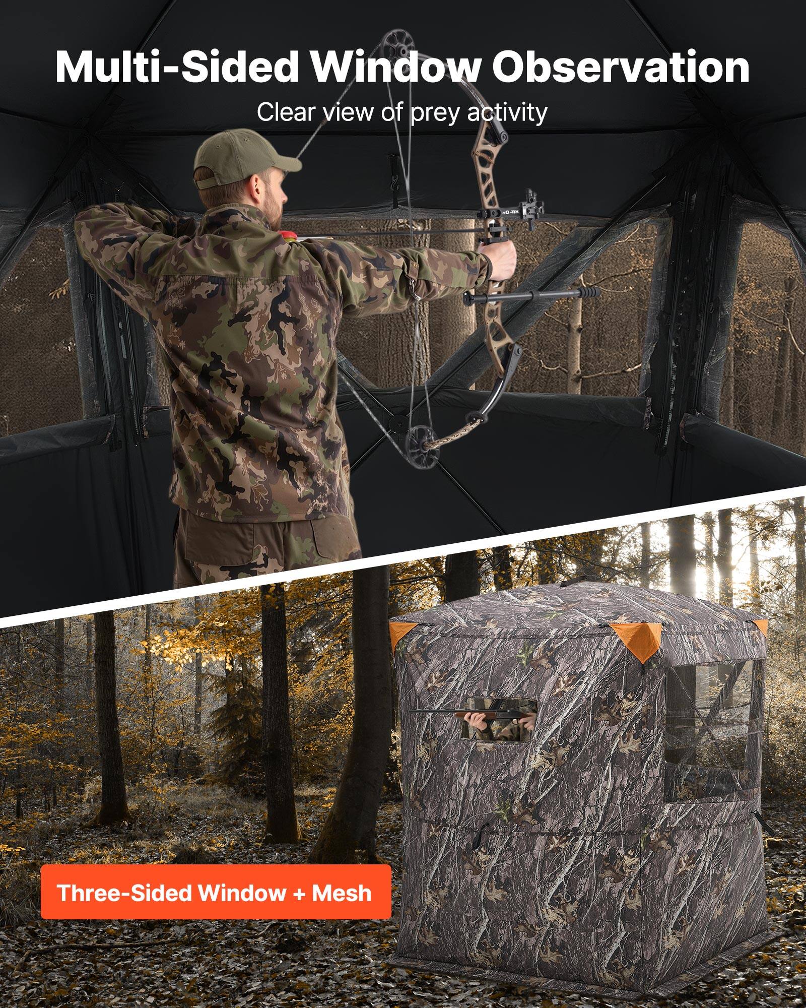 Multi-Sided Window Observation  
Clear view of prey activity  

Three-Sided Window + Mesh