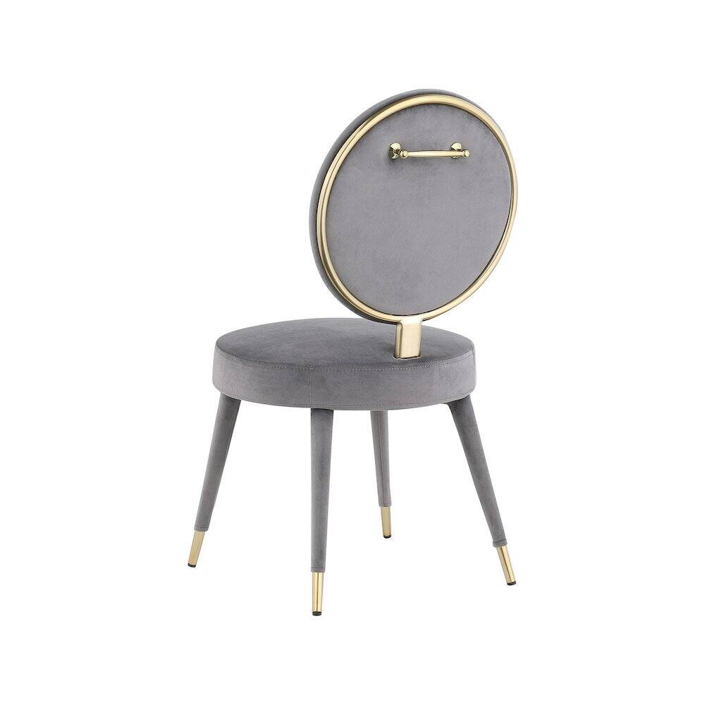 Alt View 1. Meridian Furniture - Brandy Grey Velvet Dining Chair, Set of 2 - Grey.