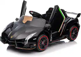 Winado - 12V Ride on Car, Electric Vehicle Licensed Lamborghini Veneno for Kids, Battery Powered Car Toy w/Parent Control, LED - Black