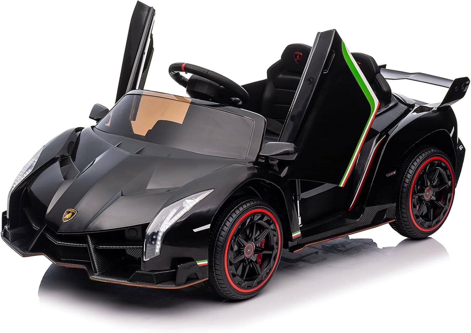 Front. Winado - 12V Ride on Car, Electric Vehicle Licensed Lamborghini Veneno for Kids, Battery Powered Car Toy w/Parent Control, LED - Black.