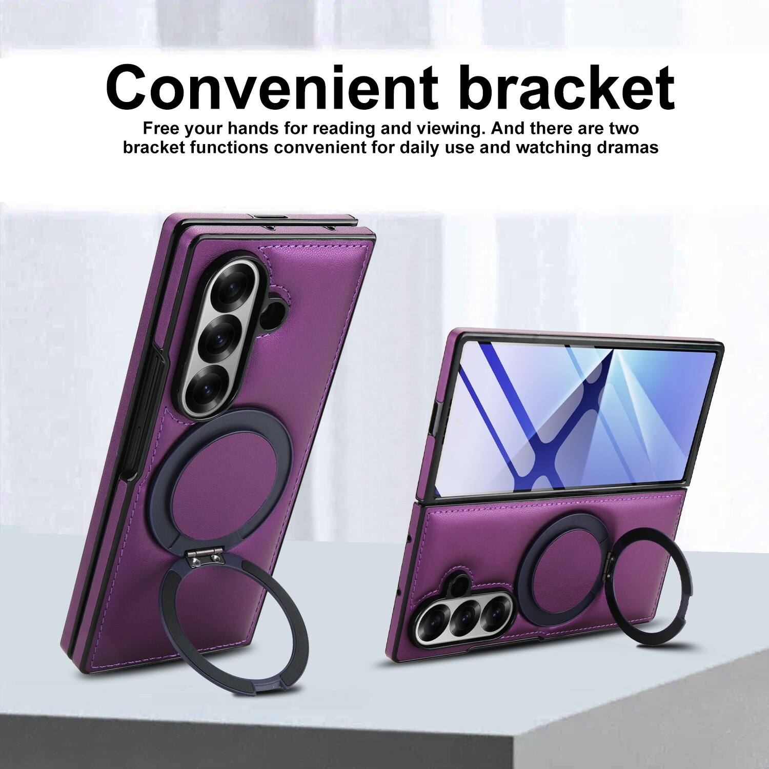Convenient bracket  
Free your hands for reading and viewing. And there are two bracket functions convenient for daily use and watching dramas.