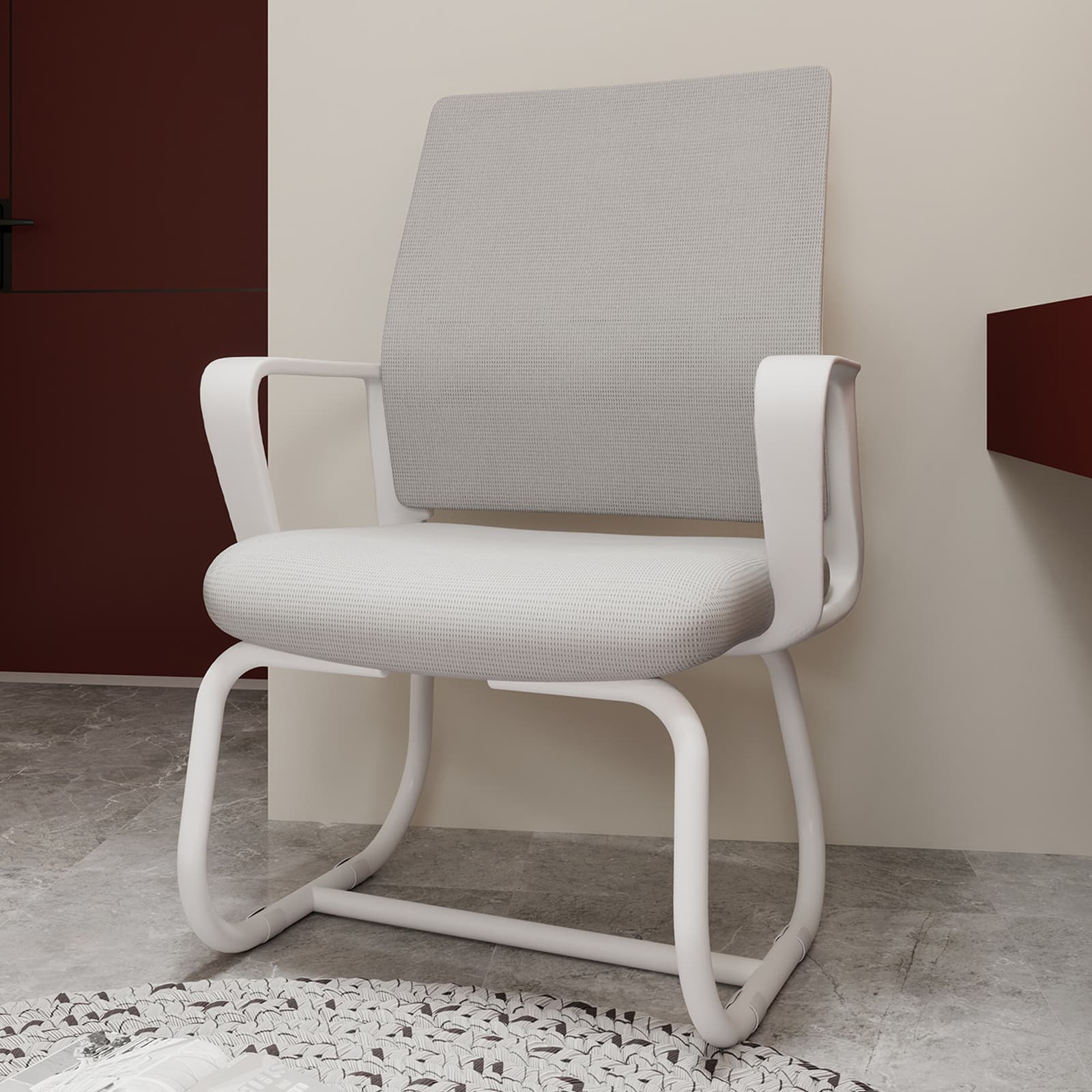 GOODSILO - Minimalist Modern Office Chair - Metal Frame, Soft Cushion, Home & Office Use - White+Gray