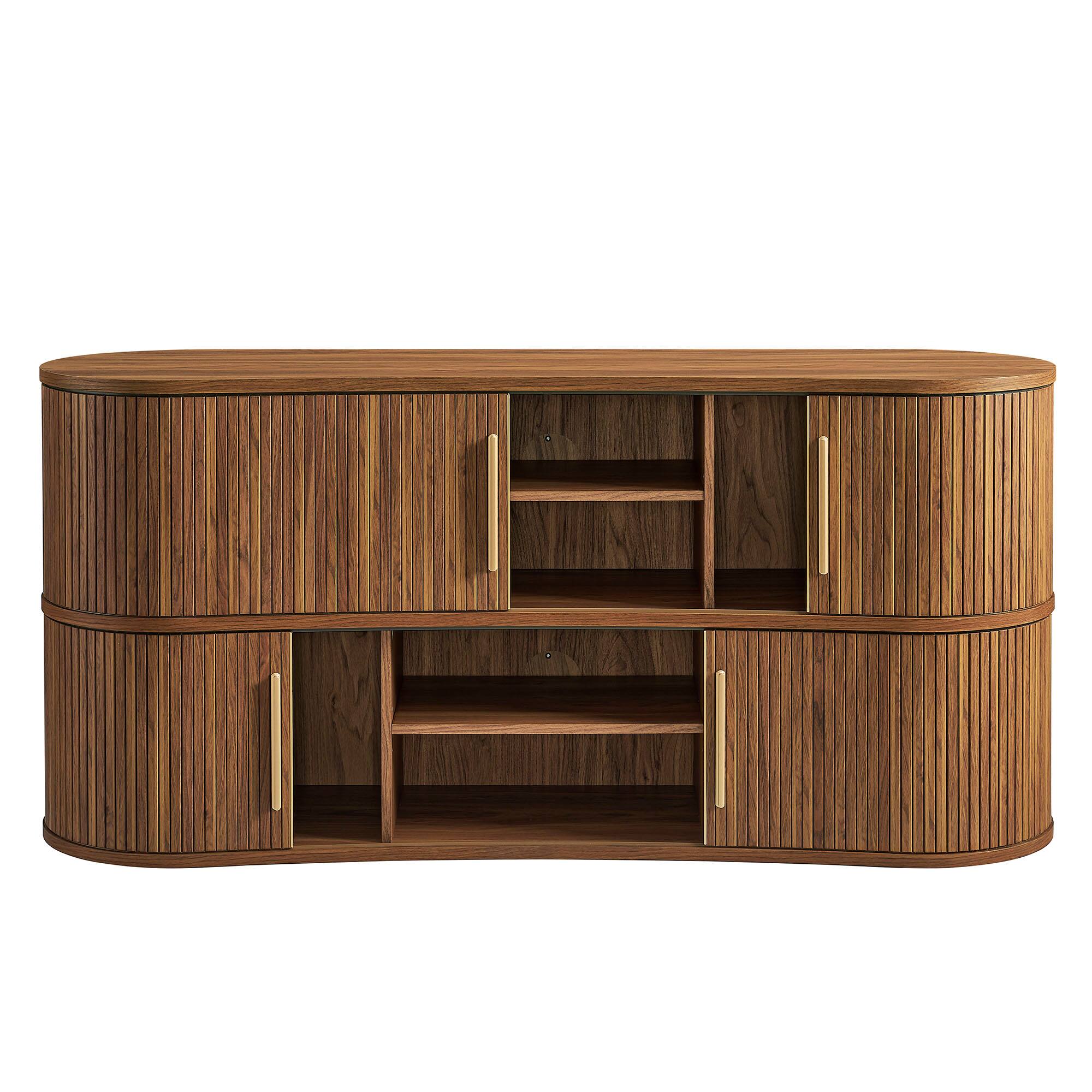 Alt View 5. Modway - Radcliffe 63" Curved Fluted Sideboard Buffet Cabinet by Modway - Walnut.