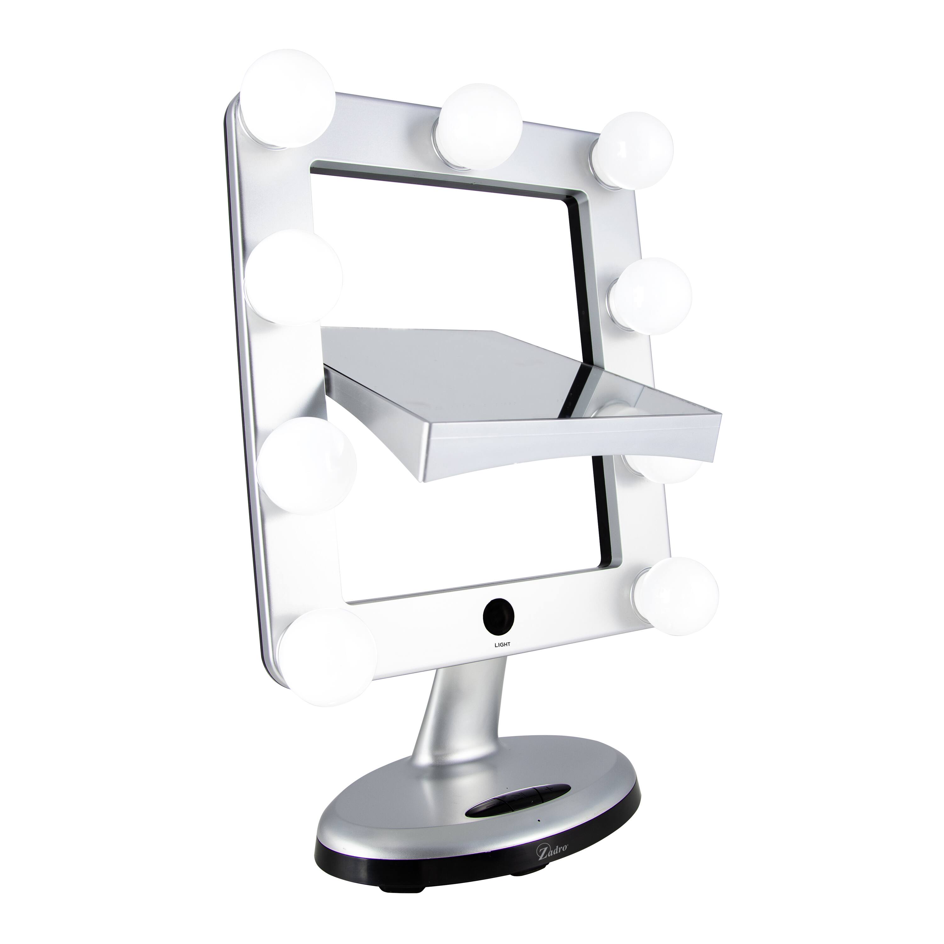 Alt View 1. Zadro - Zadro Melrose Hollywood Lighted Makeup Mirror with Bluetooth & Magnification - Silver.