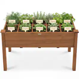 Best Choice Products - Raised Garden Bed Planter Box - Elevated Wooden Herb Vegetable Planter, 10 Grid Sections - Acorn