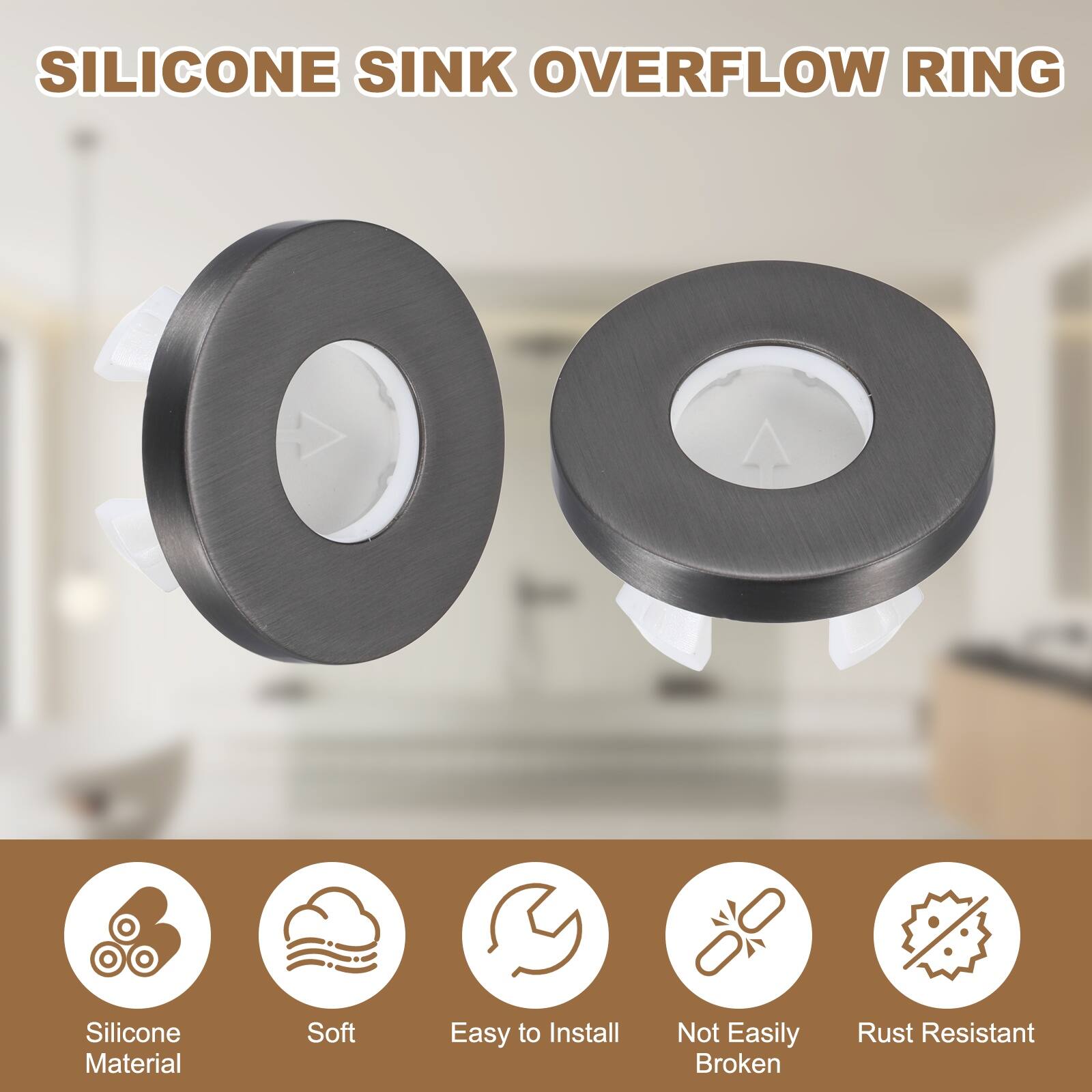SILICONE SINK OVERFLOW RING

- Silicone Material
- Soft
- Easy to Install
- Not Easily Broken
- Rust Resistant