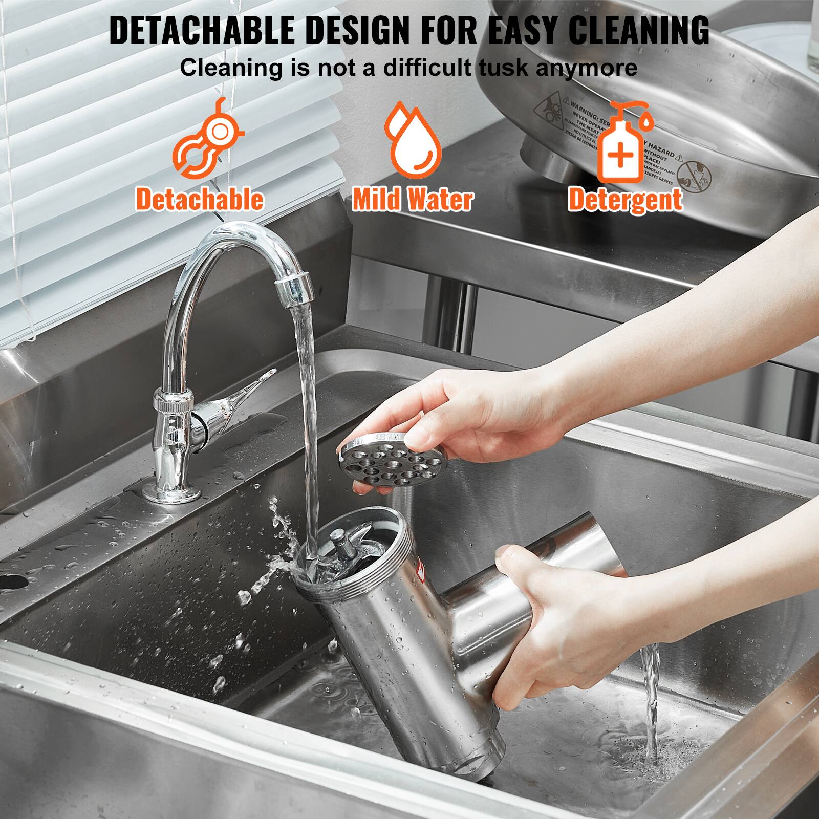 DETACHABLE DESIGN FOR EASY CLEANING  
Cleaning is not a difficult task anymore  

- Detachable  
- Mild Water  
- Detergent