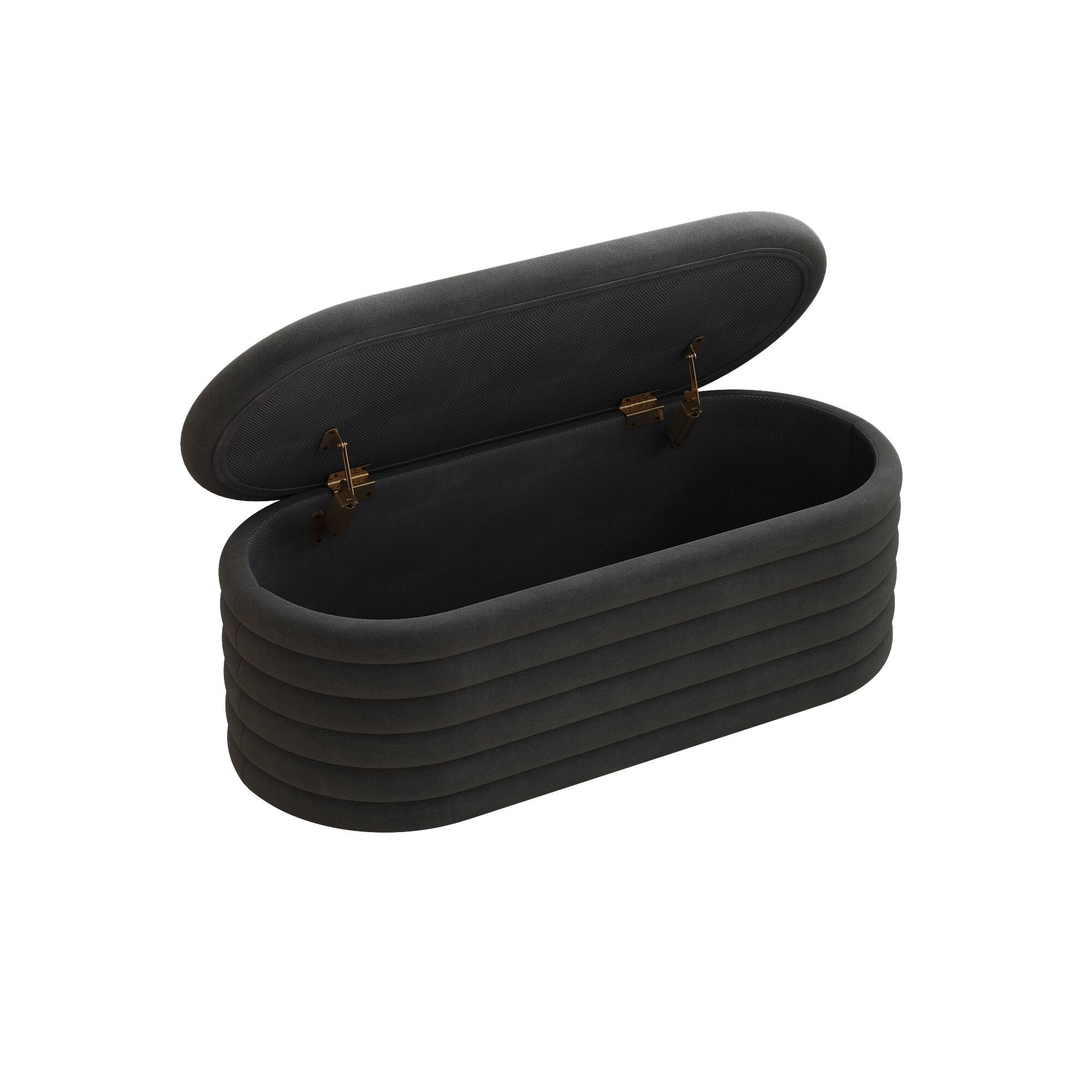 Alt View 5. GOODSILO - Upholstered Fabric Storage Ottoman Bench with Safety Hinge - Multi-Functional Footrest and Seating Solution - Black.