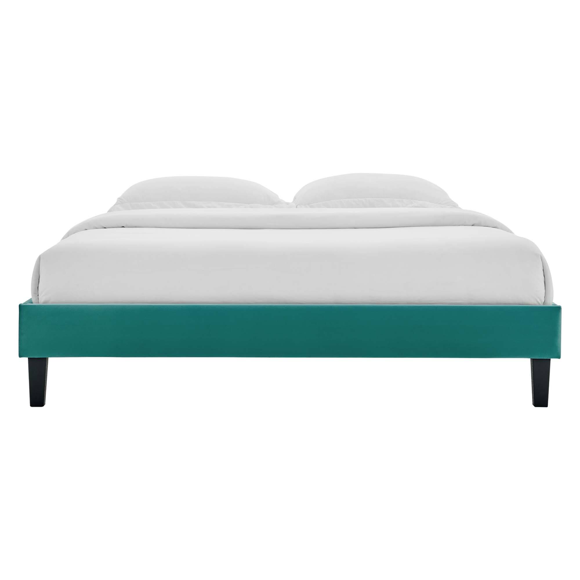 Back. Modway - Harlow Performance Velvet Queen Platform Bed Frame - Green.