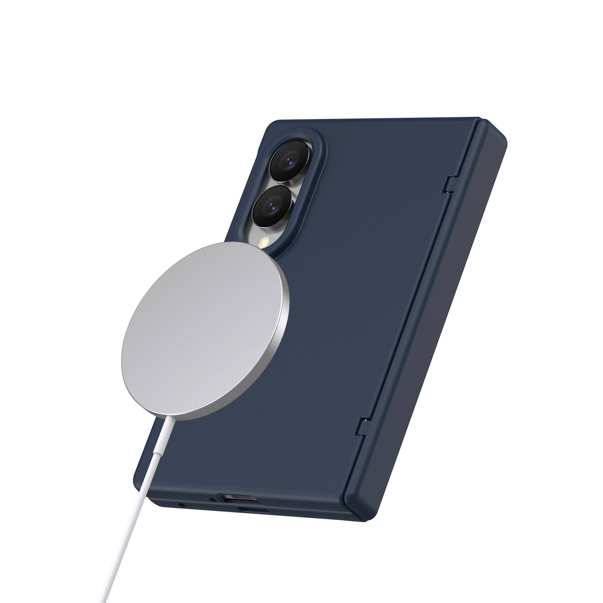 Angle. Dteck - Magnetic for Samsung Galaxy Z Fold8 Case with Screen Protector, Compatible with MagSafe, Full Body Hinge Protection - Dark Blue.