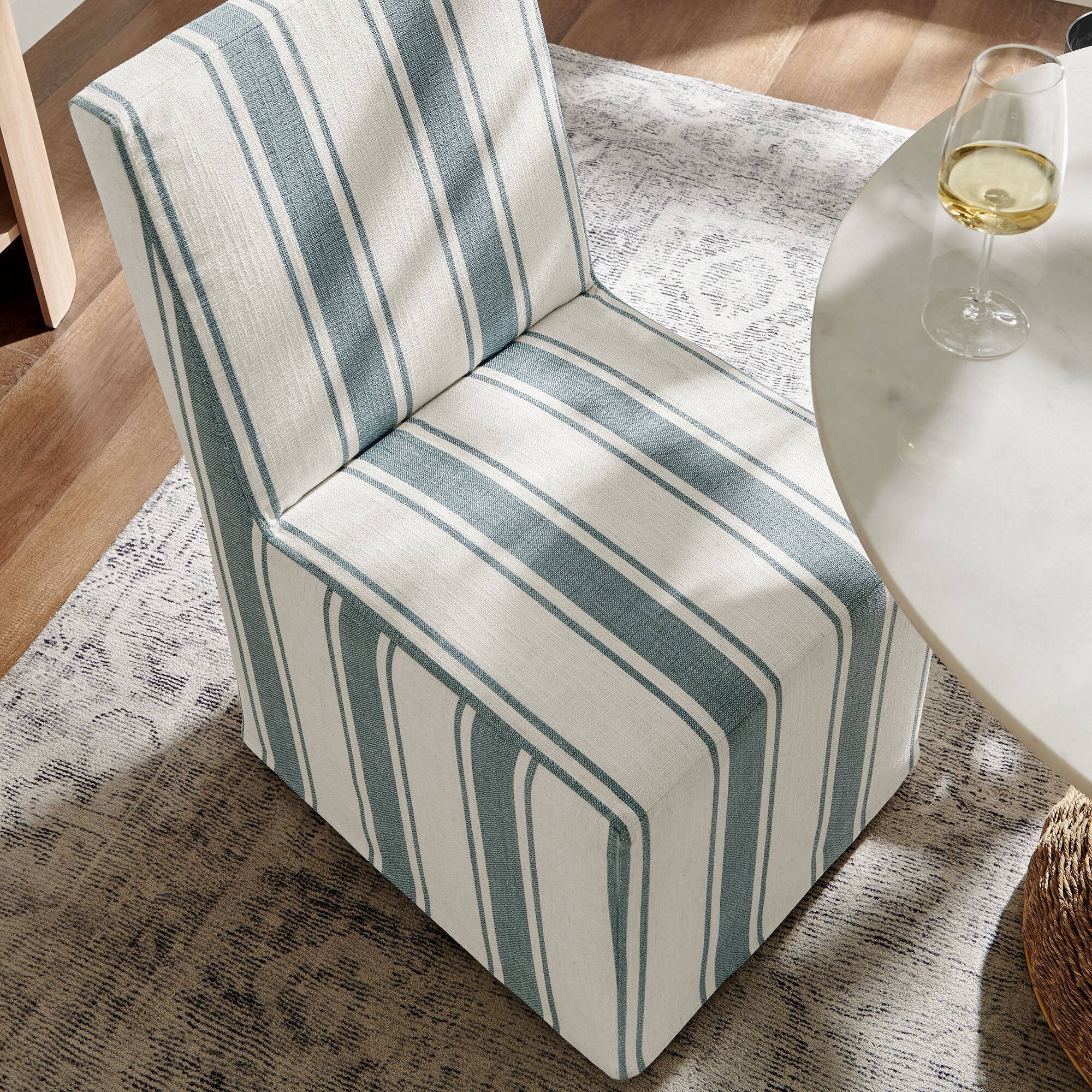 Alt View 1. Modway - Tessera Striped Slipcovered Dining Side Chair by Modway - Blue Stripe.