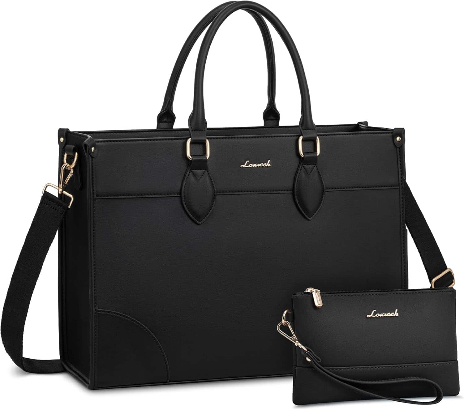 Vulpecula Spade - Laptop Bag for Women 15.6 lnch,Waterproof Laptops Tote Bags for Womens - Black(leather)