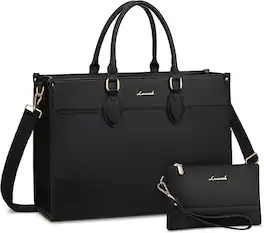 Vulpecula Spade - Laptop Bag for Women 15.6 lnch,Waterproof Laptops Tote Bags for Womens - Black(leather)