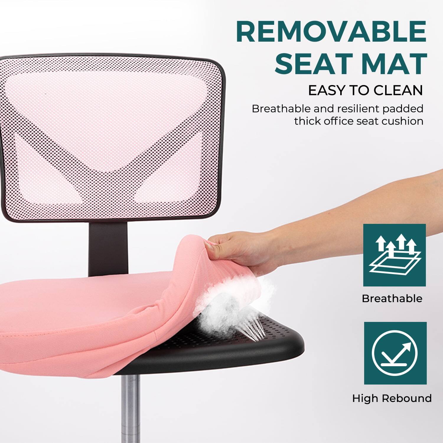 REMOVABLE SEAT MAT  
EASY TO CLEAN  
Breathable and resilient padded thick office seat cushion  

Breathable  
High Rebound