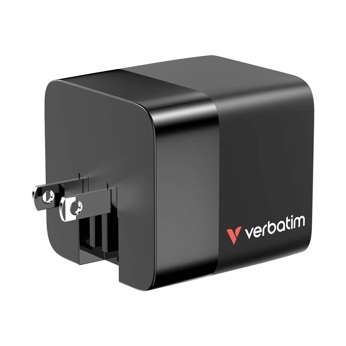 Alt View 4. Verbatim - Verbatim 65W 2-Port GaN Wall Charger with Retractable USB-C Cable - Black.