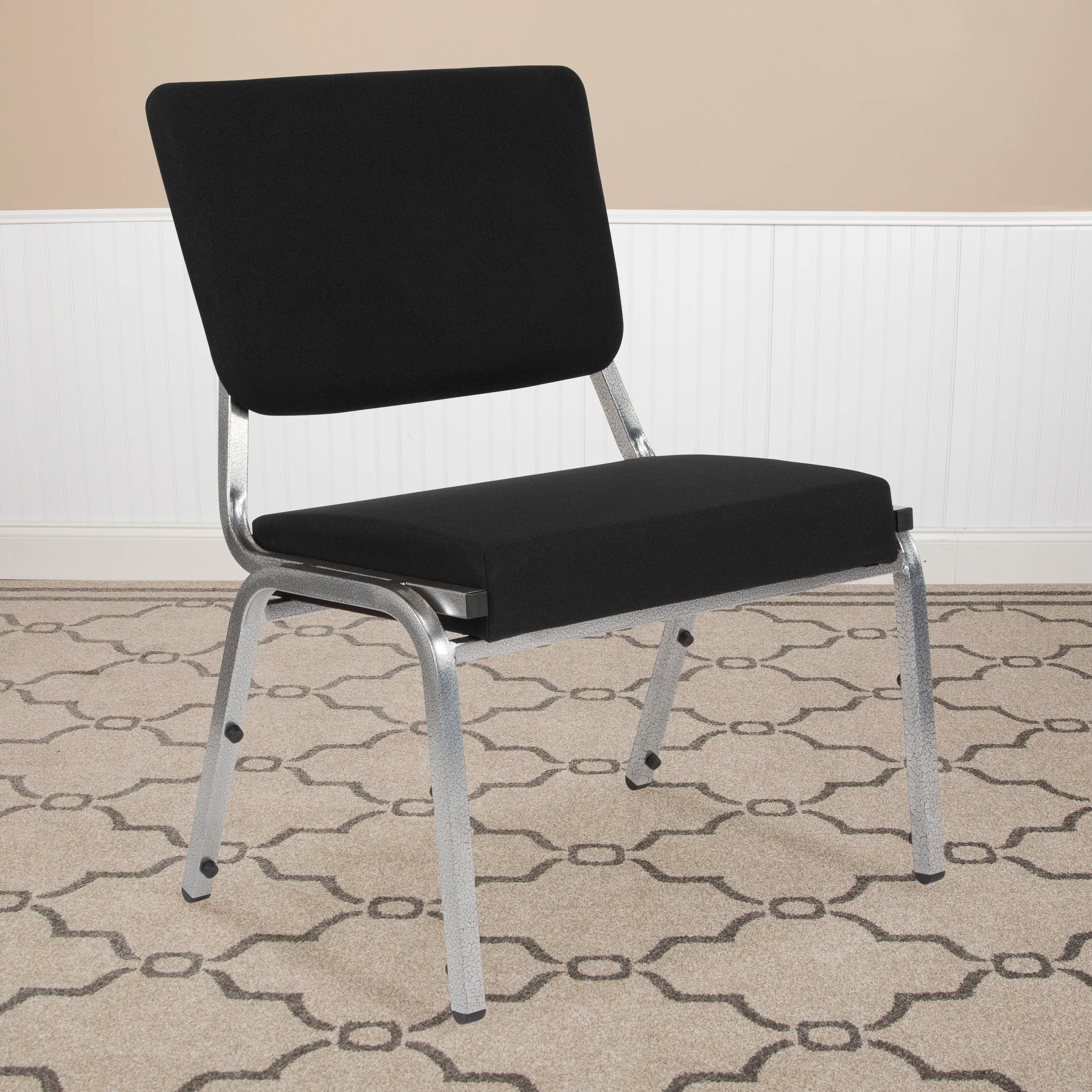 Alt View 2. Emma + Oliver - 4 Pk. 1000 lb. Rated Antimicrobial Bariatric medical Reception Chair - Black Fabric.