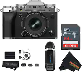 Bundle - Fujifilm - X-T5 Mirrorless Camera with XF 16-50mm f/2.8-4.8 R LM WR Lens - Silver