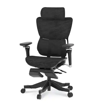 Front. FlexiSpot - C7 Max Premium Ergonomic Mesh Seat Office Chair with Retractable Footrest - Black.