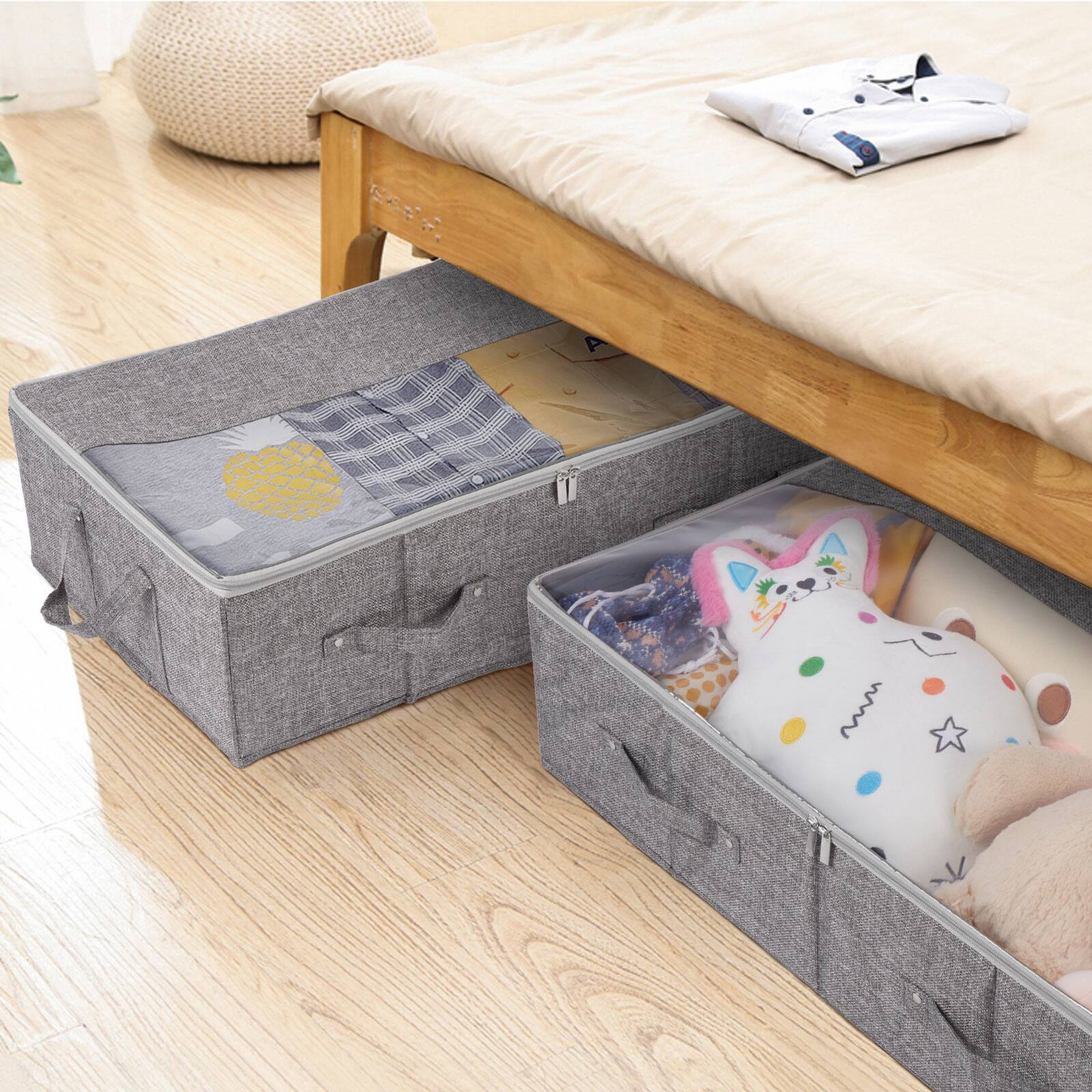 Alt View 1. Vicyak - 2 Pack Under Bed Storage Containers 54L - Grey.