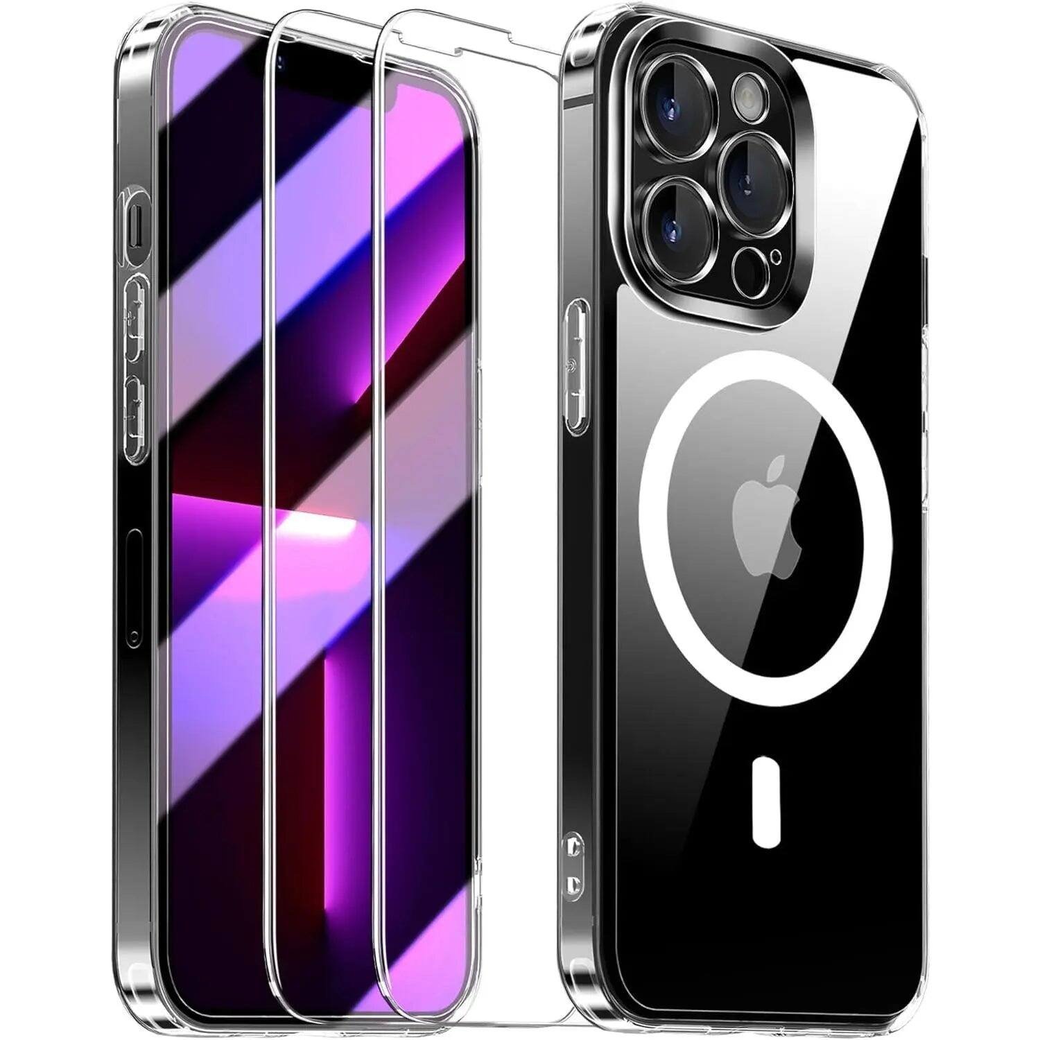 Front. Entronix - Entronix Bundle for iPhone 13 Pro Max - [Magnetic] Clear Case & 2 Screen Protectors - Clear.