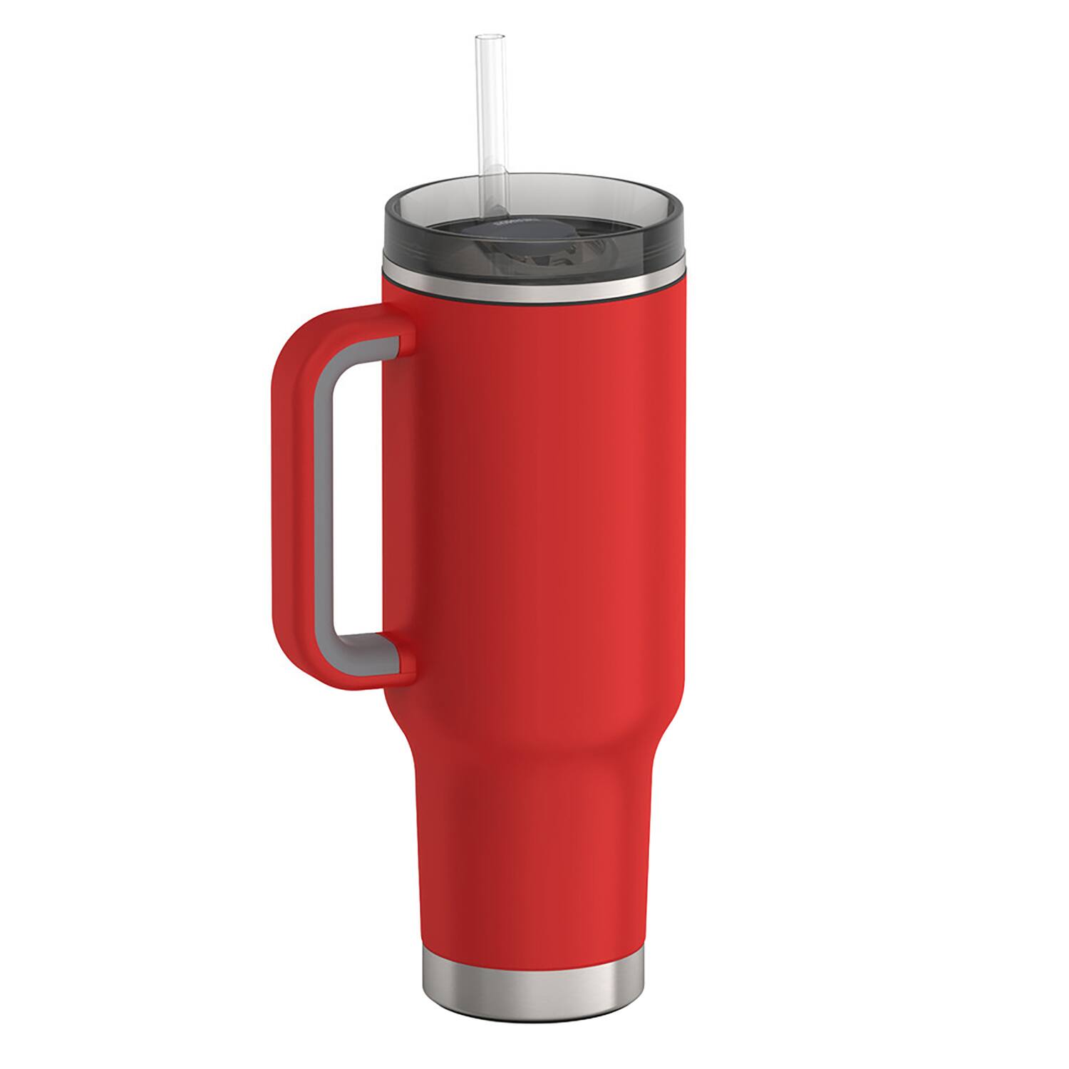 Alt View 6. Thermos - Thermos 40 oz Stainless Steel Cup Holder Mug w/ Straw - Crimson - Crimson.