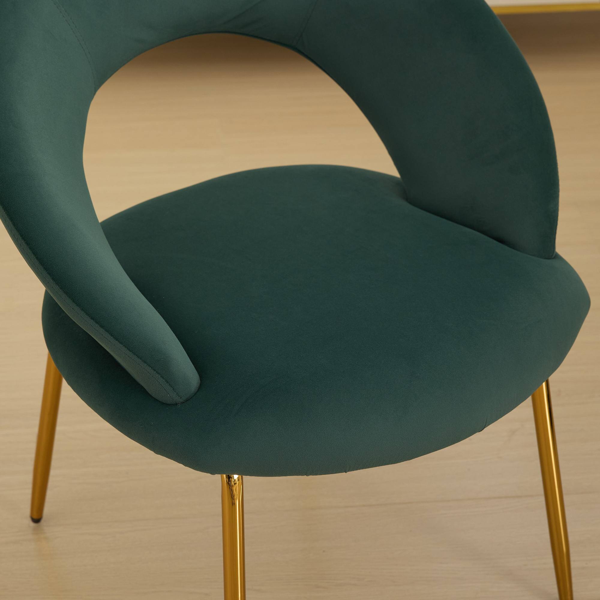 Alt View 5. GOODSILO - Luxury Velvet Dining Chair with Curved Backrest and Elegant Metal Legs for Modern Kitchen or Dining Room - Green.