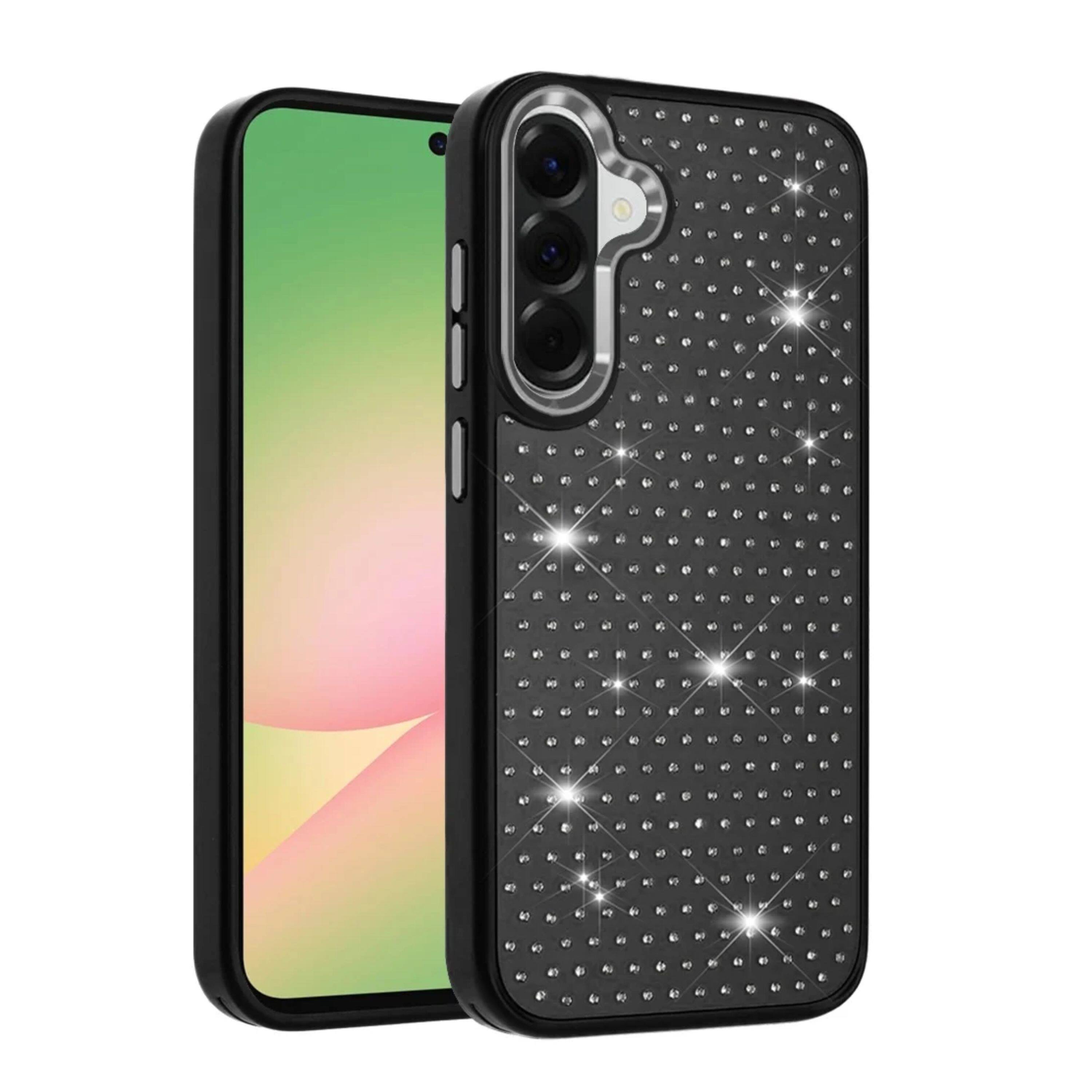 Kitcheniva - Faux Crystals Chrome Plated Cover Phone Case With Tempered Glass For Samsung Galaxy A57 5G - Black price history on PriceWatchPro