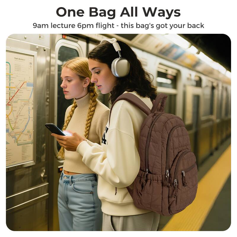 One Bag All Ways  
9am lecture 6pm flight - this bag's got your back