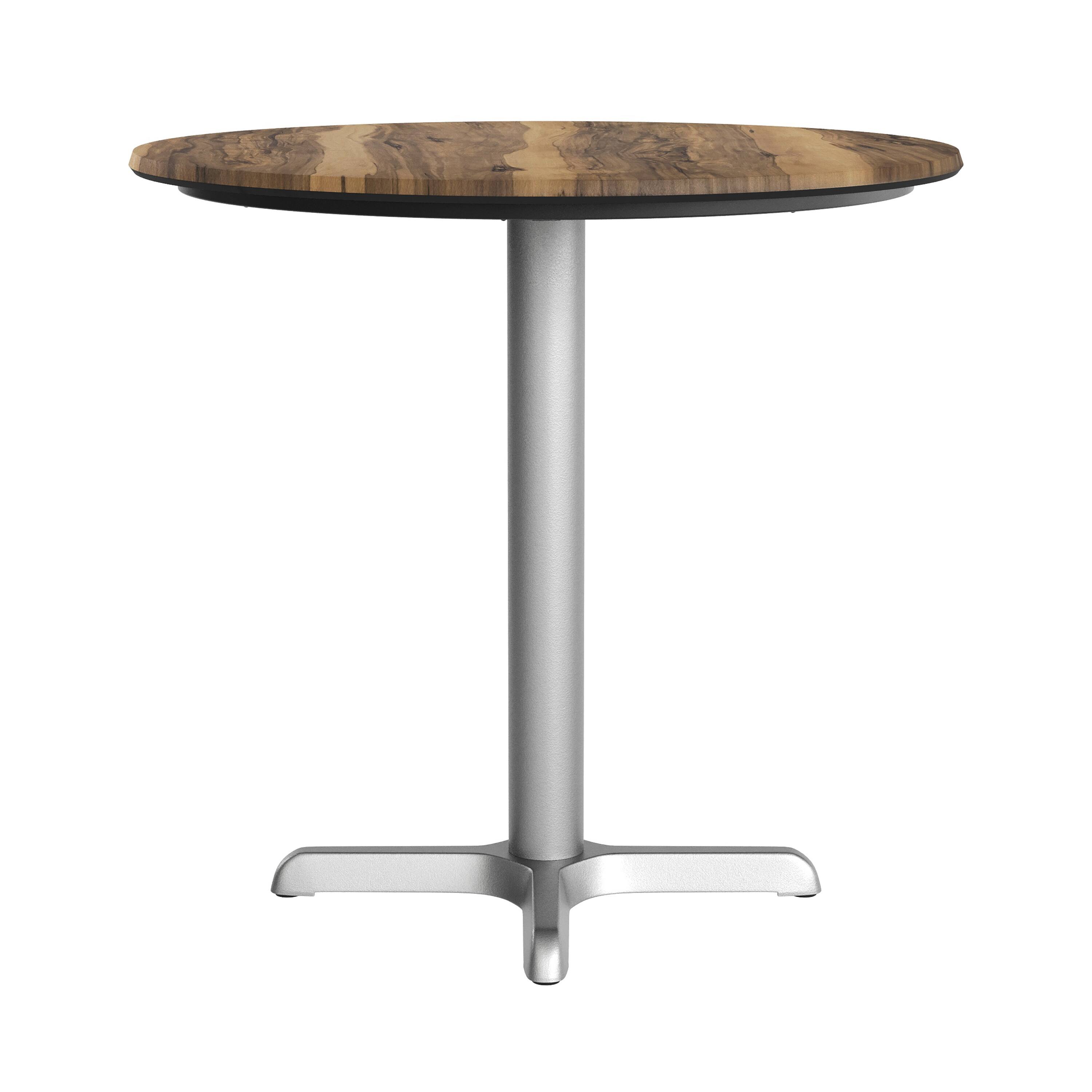 Alt View 7. Emma + Oliver - PureShield Indoor Outdoor Tabletop with Seam-Free Surface Innovation and Cast Iron Bistro Table Base - Natural/Silver Base.