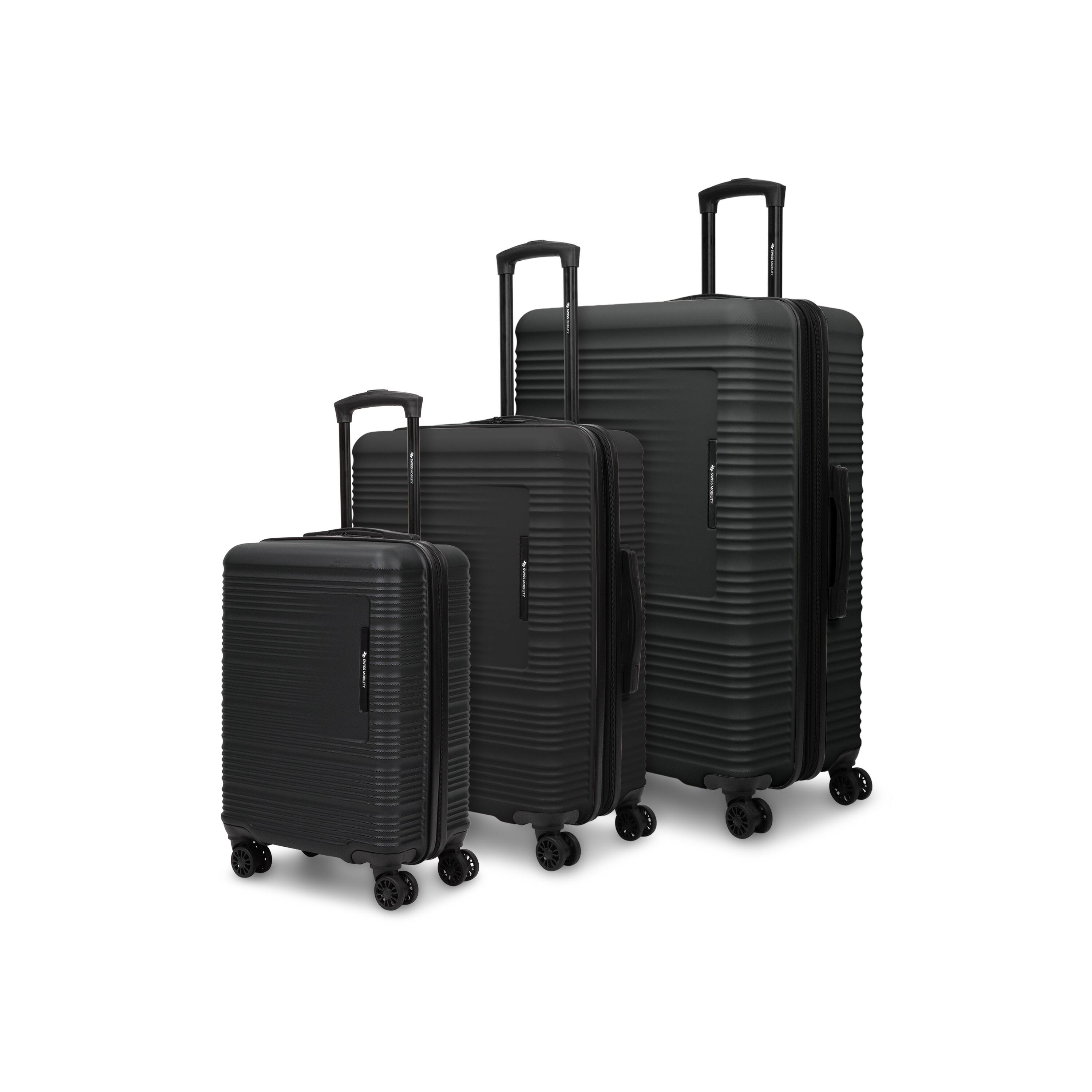 Front. Swiss Mobility - Swiss Mobility YVR 3 piece Hardside Luggage set - BLACK.