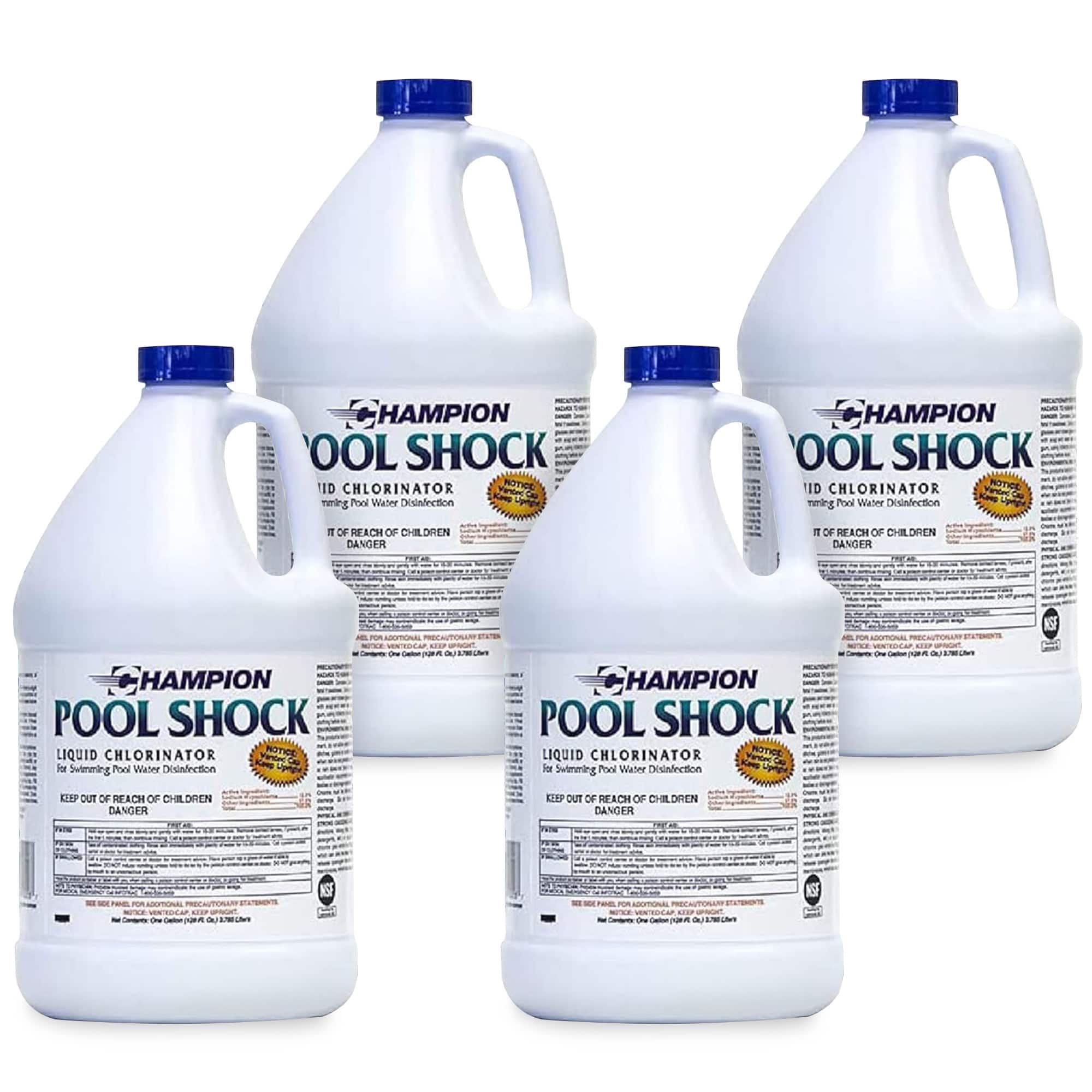 Champion - Pool Shock Liquid Chlorinator for Pool Water Disinfection, (4 Pack) - White