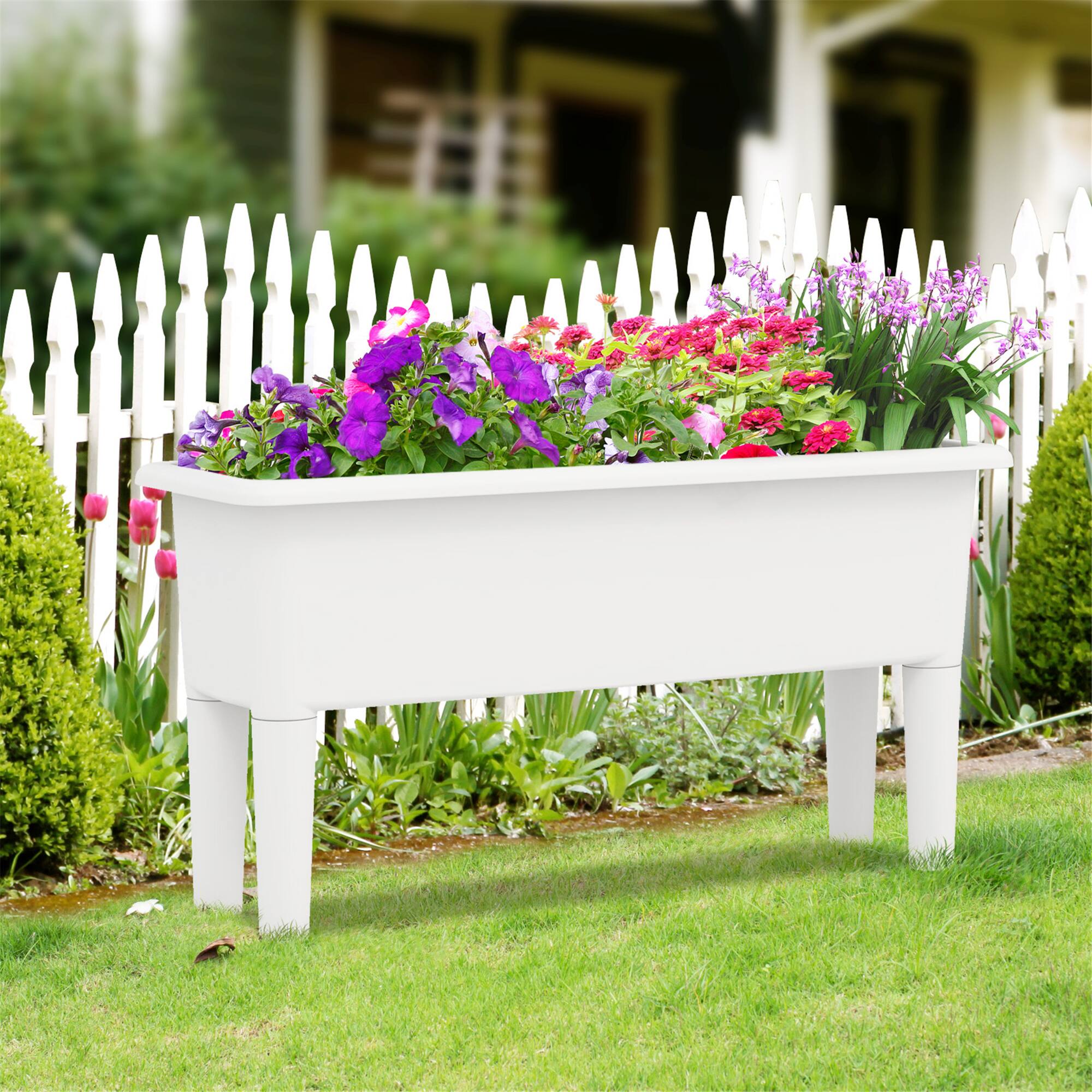 Alt View 9. Gymax - Gymax 2 PCS Raised Garden Beds with Detachable Legs & Drainage Hole for Vegetables White - White.