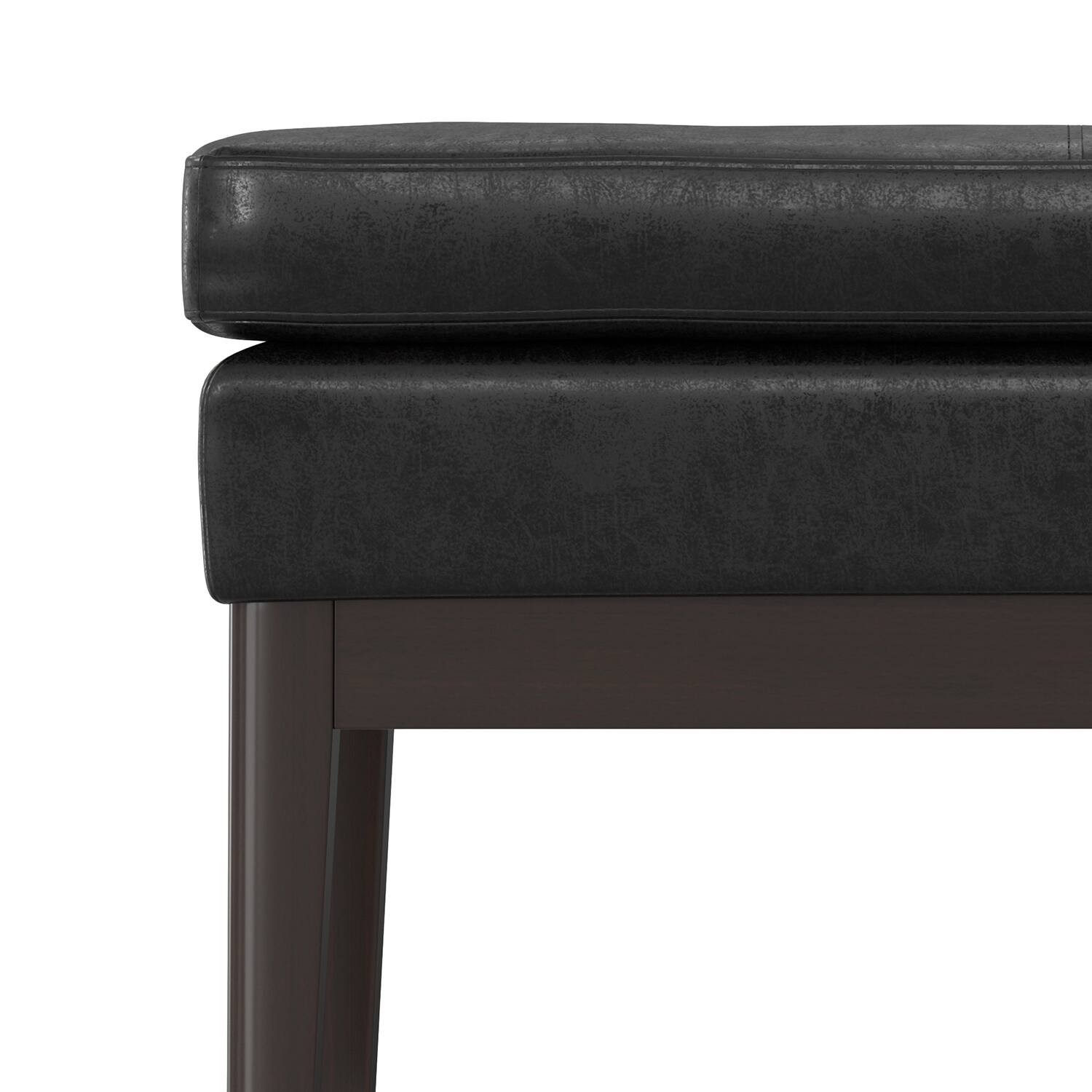 Alt View 5. Simpli Home - Carlson Small Ottoman Bench in Distressed Black - Distressed Black.