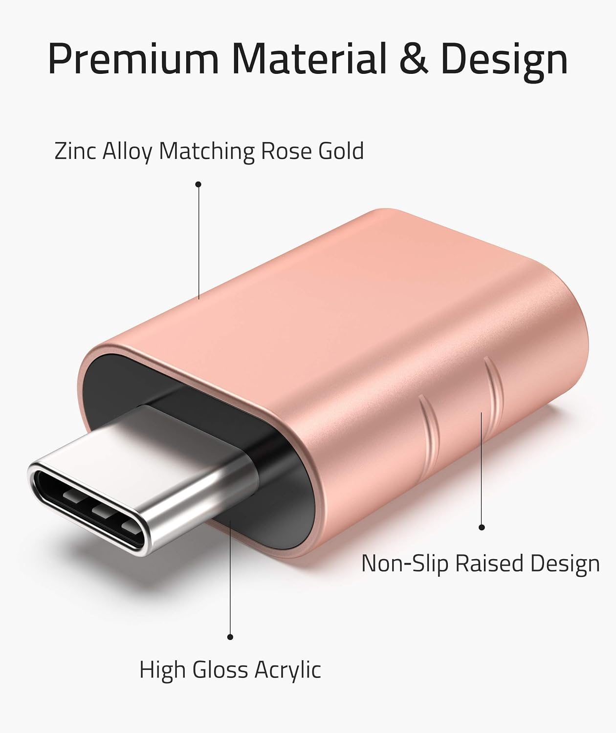 Premium Material & Design

Zinc Alloy Matching Rose Gold

Non-Slip Raised Design

High Gloss Acrylic