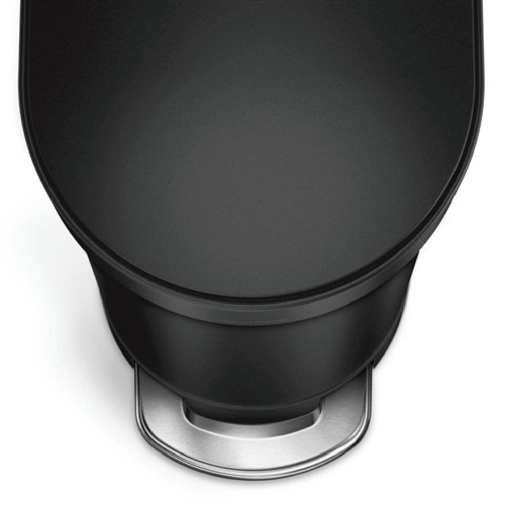 Back. Hivvago - Matte Black 12-Gallon Narrow Kitchen Trash Can with Easy Step-on Lid - Matte Black.