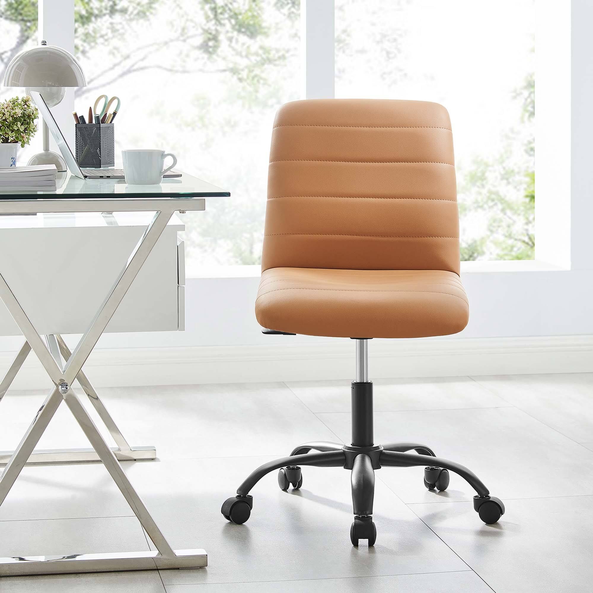 Back. Modway - Ripple Armless Vegan Leather Office Chair by Modway - Black Tan.