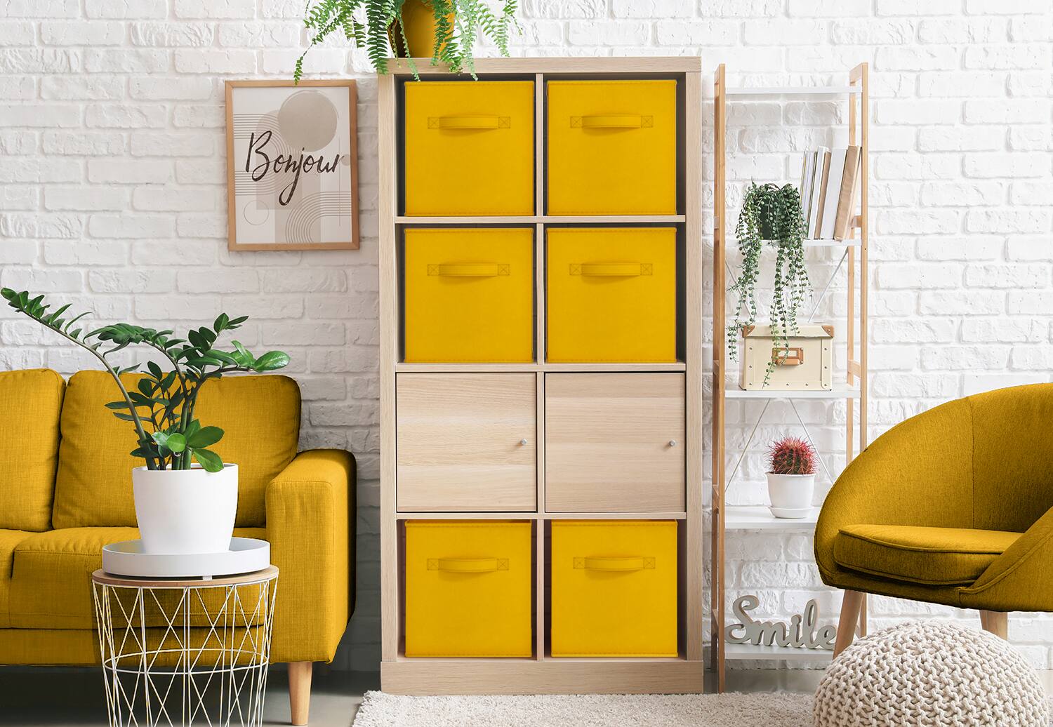 Alt View 3. Sorbus - Sorbus Fabric Storage Cube, 11-Inch Foldable Storage Bin with Handle for Closet, Pantry, Cubbies, Toys & Bath (1-Piece) - Dark Yellow.