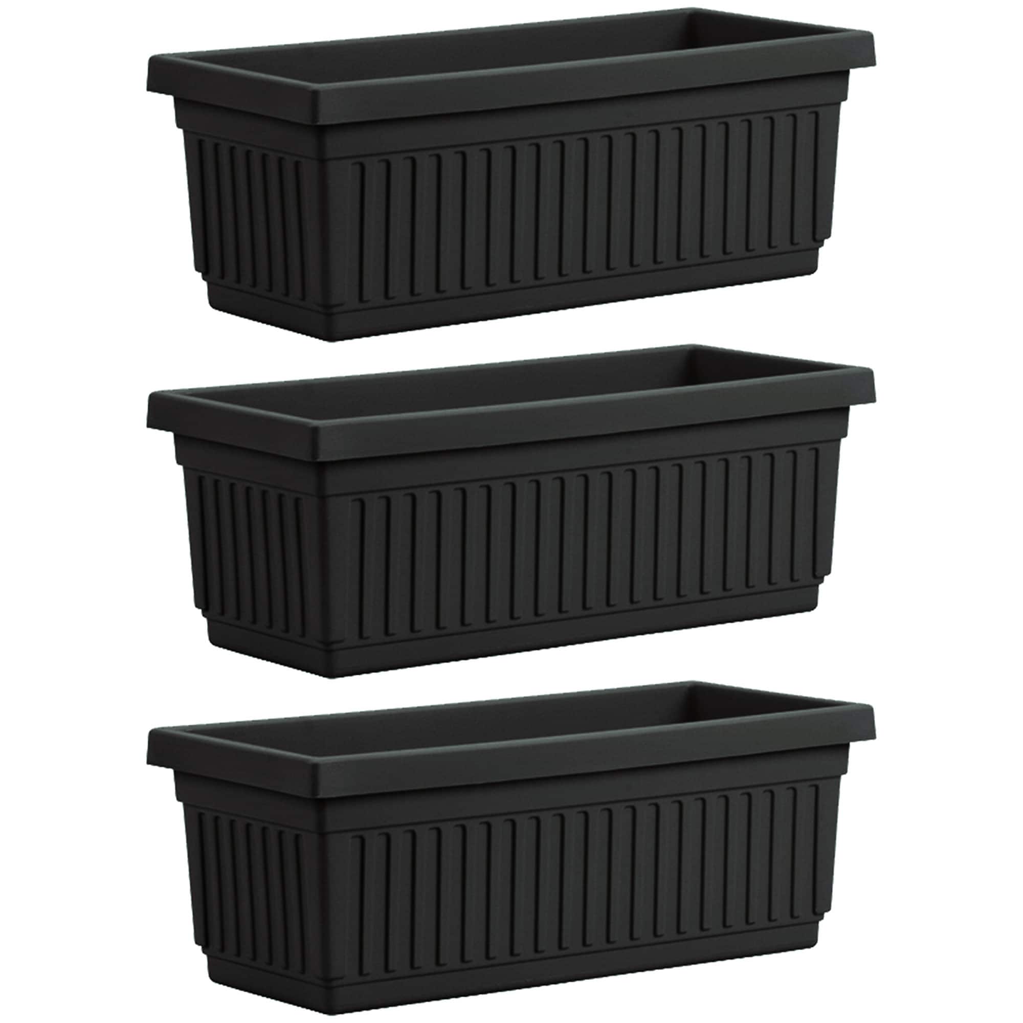 The HC Companies - HC Companies 30 Inch Fluted Plastic Venetian Garden Flower Window Box (3 Pack)