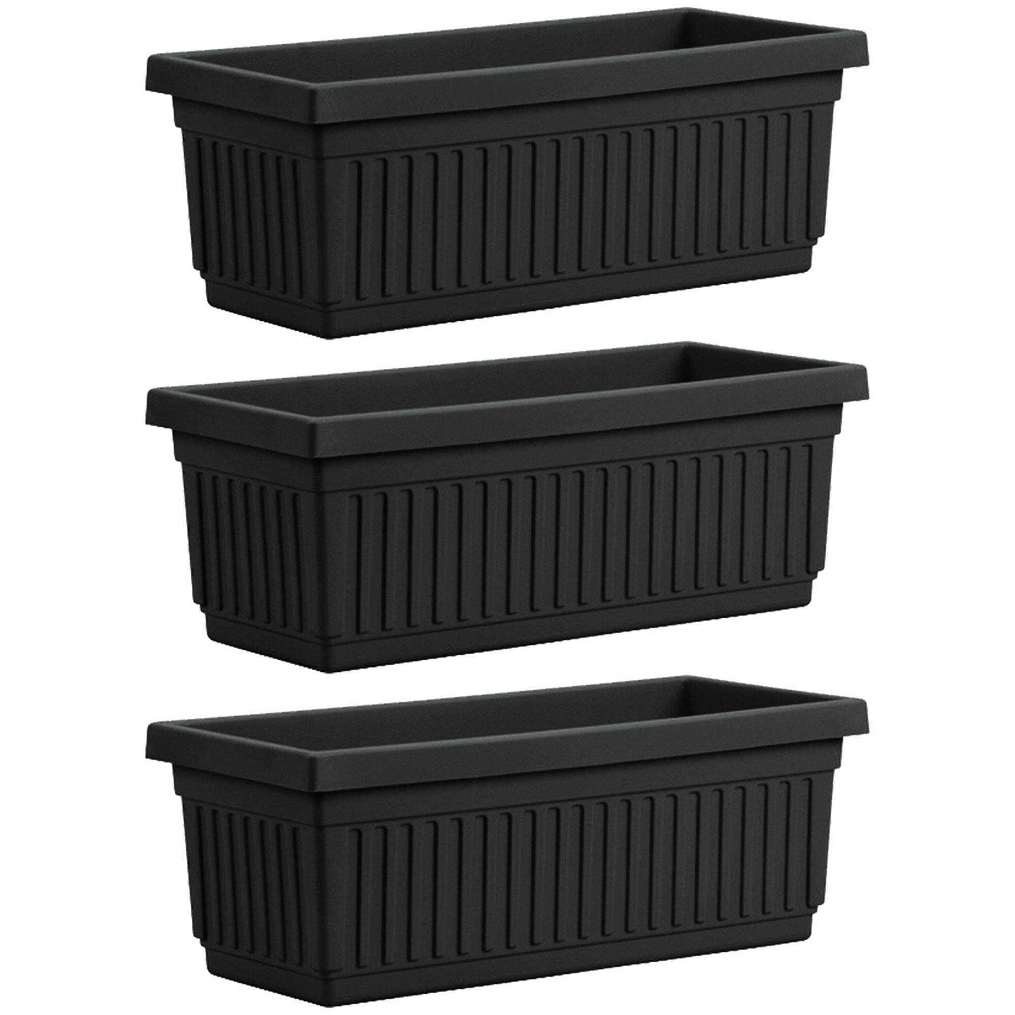 Front. The HC Companies - HC Companies 30 Inch Fluted Plastic Venetian Garden Flower Window Box (3 Pack).