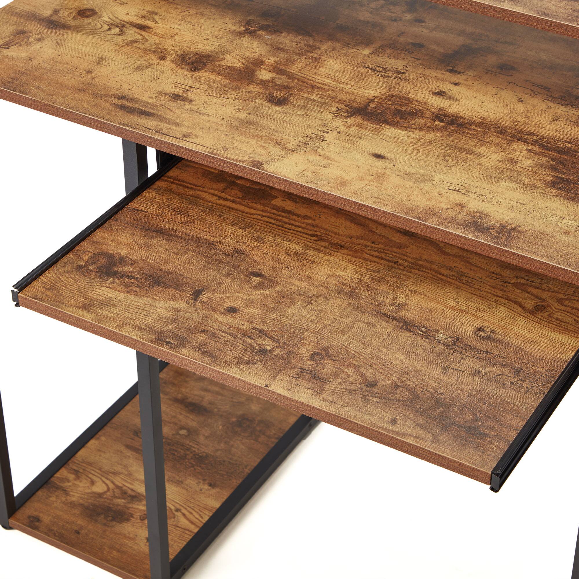 Alt View 4. JOMEED - JOMEED Computer Desk with Monitor Shelf for At-Home Office Space, Brown/Black - Brown.