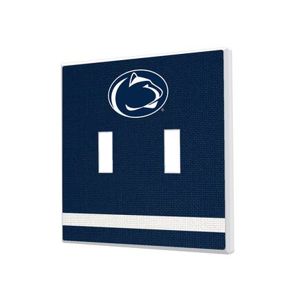 Front. Keyscaper - Penn State Nittany Lions Stripe Design Double Toggle Light Switch Plate - Multicolor.
