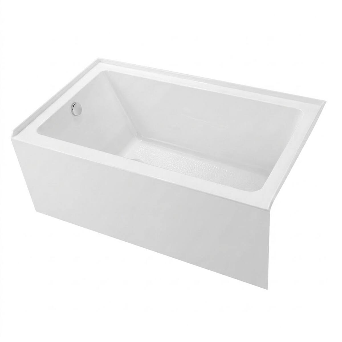 Angle. Loheer - Loheer 54 x 32 Inch Acrylic Alcove Soaking Bathtub with Apron Front Left Drain White - Glossy White.